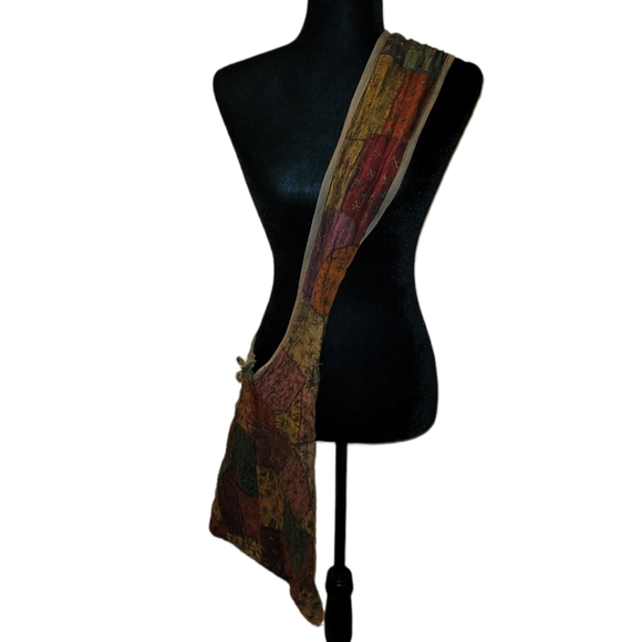 India Town Large Tie Closure Hippie Hobo Crossbody Boho Bag - Picture 5 of 11